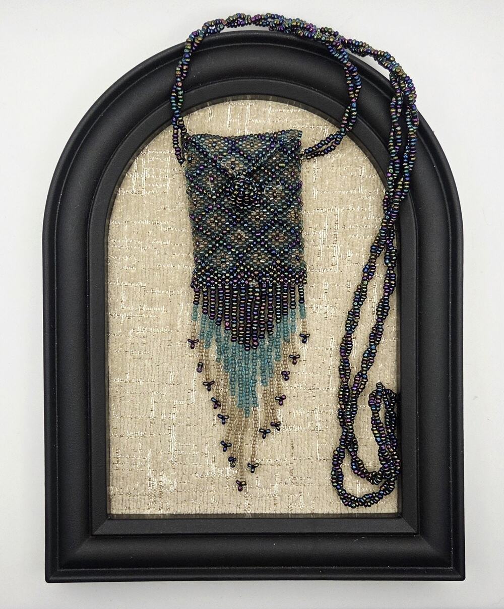 Beaded Amulet Medicine Pouch Crystal Totem Bag Necklace Tribal Ethnic Peyote